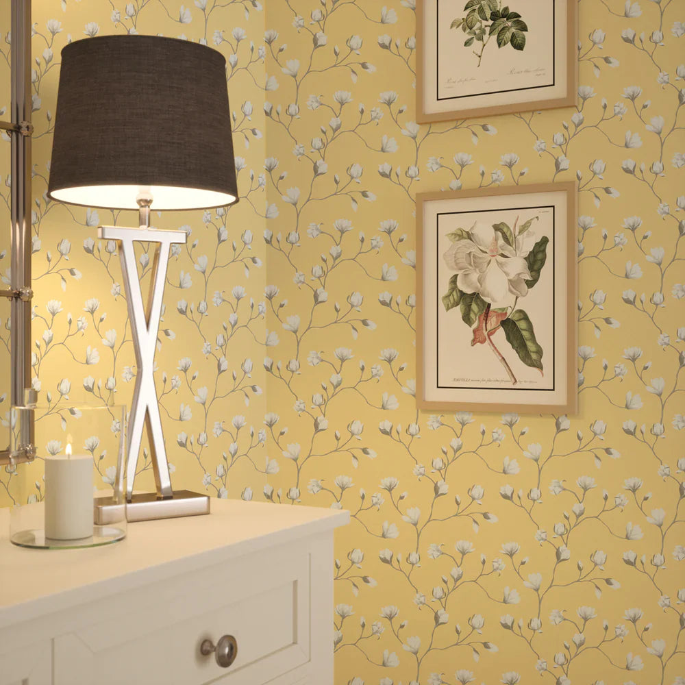 Sweet Magnolia Wallpaper - Lemon Meringue - Lucie Annabel