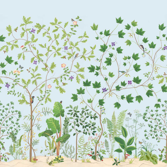 Sycamore and Oak Wallpaper - Sky Blue - DABW217212 - Sanderson