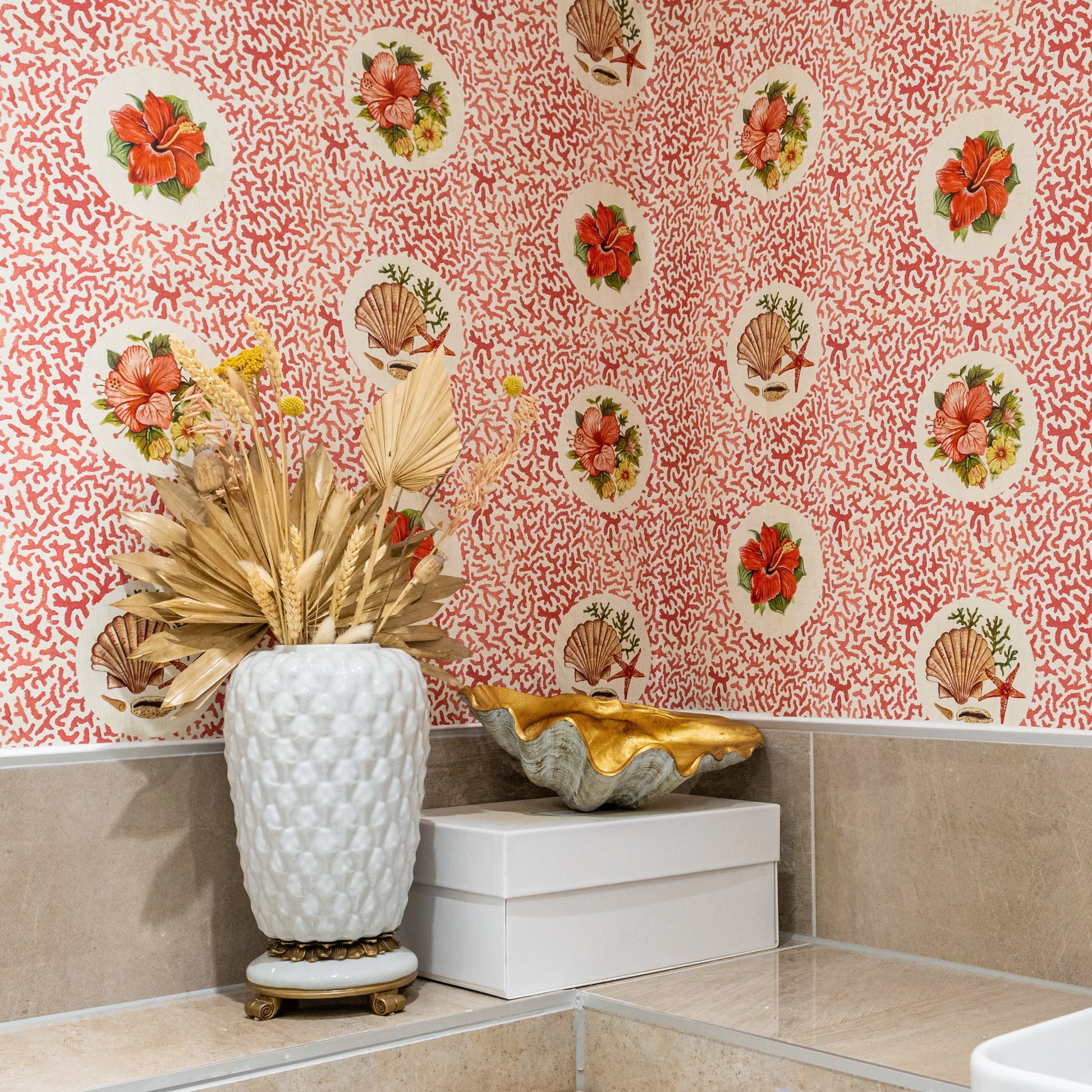 Treath Wallpaper - Red - Wear The Walls