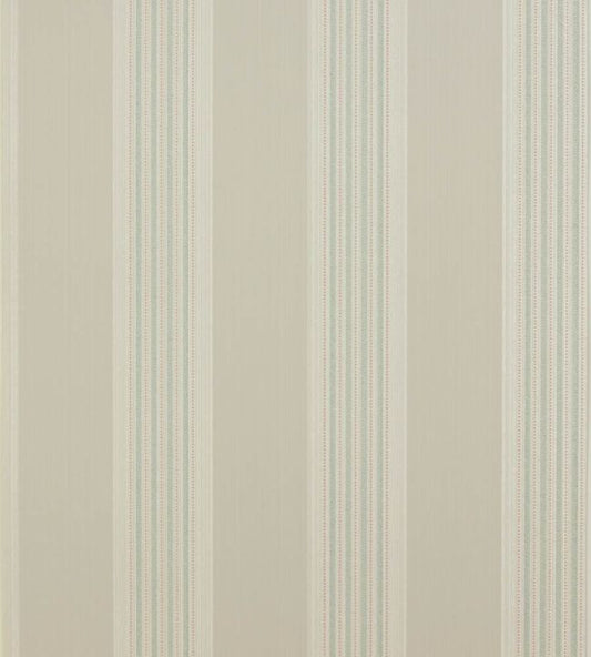 Tealby Stripe Wallpaper - Stone/Aqua - Colefax & Fowler
