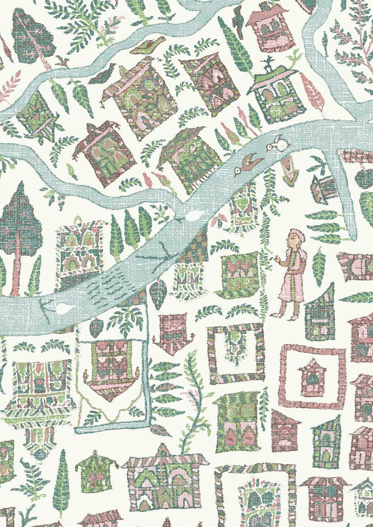 The Map Maxi Wallpaper - Pistachio Rose