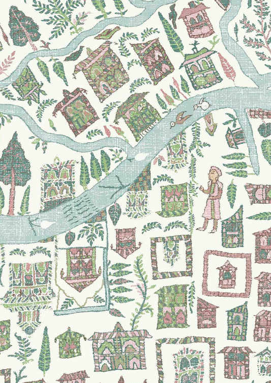The Map Maxi Wallpaper - Pistachio Rose
