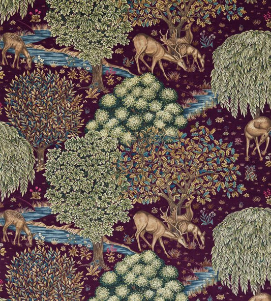The Brook Velvet Fabric - Tapestry Red - DCMF226699 - Morris & Co