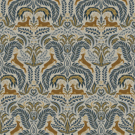 The Endearing Deer Wallpaper - Winter Blue - Lucie Annabel