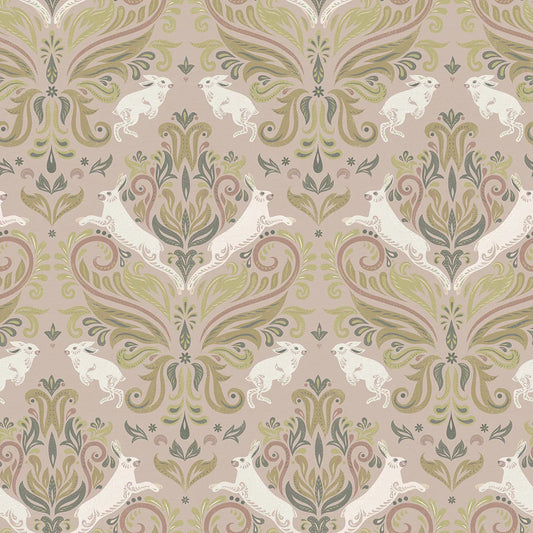 The Hopping Hare Wallpaper - Earthy Hues - Lucie Annabel