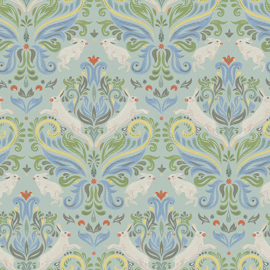 The Hopping Hare Wallpaper - Springtime Shades - Lucie Annabel