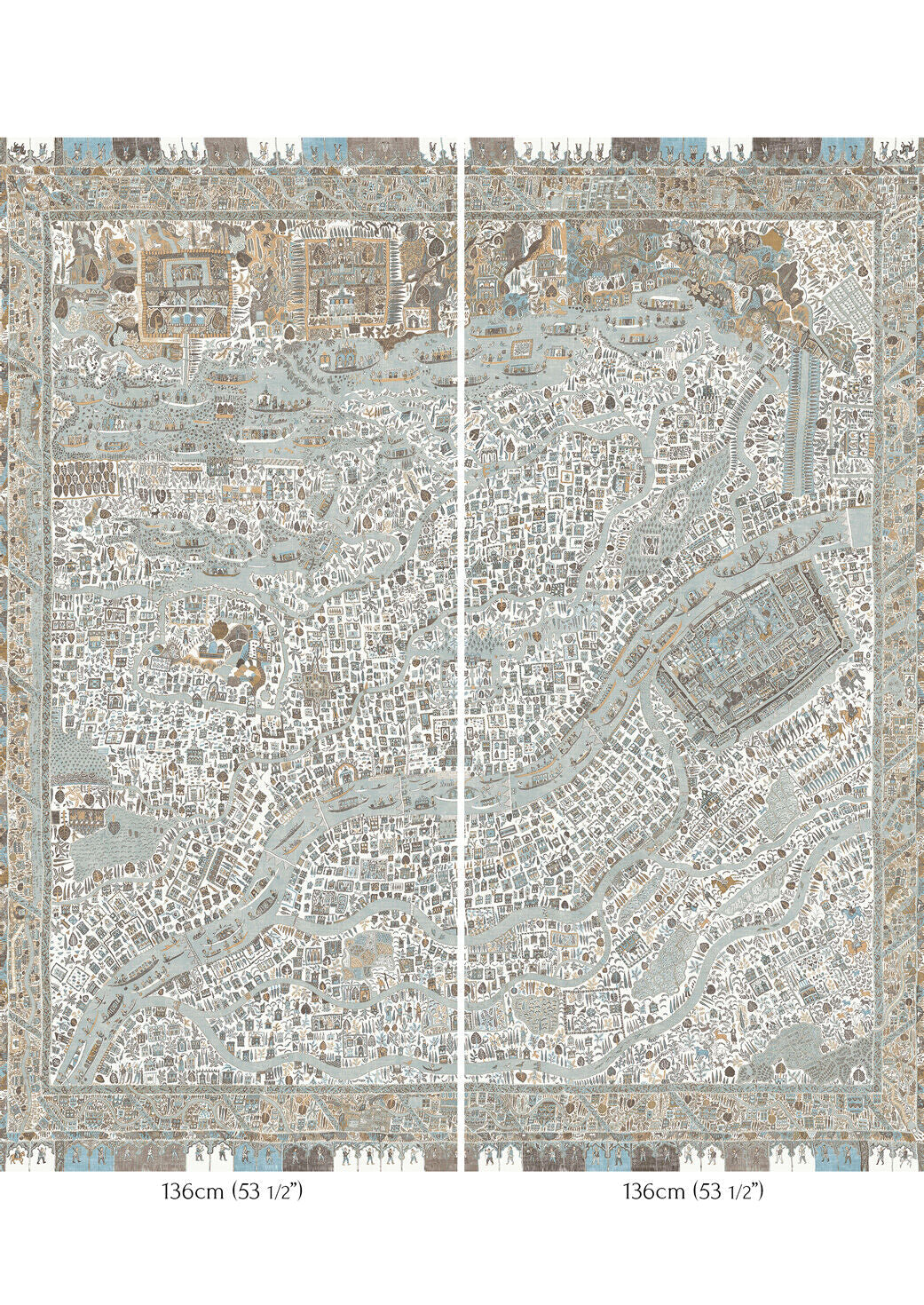 The Map Maxi Wallpaper - Aqua Vita - Lewis & Wood