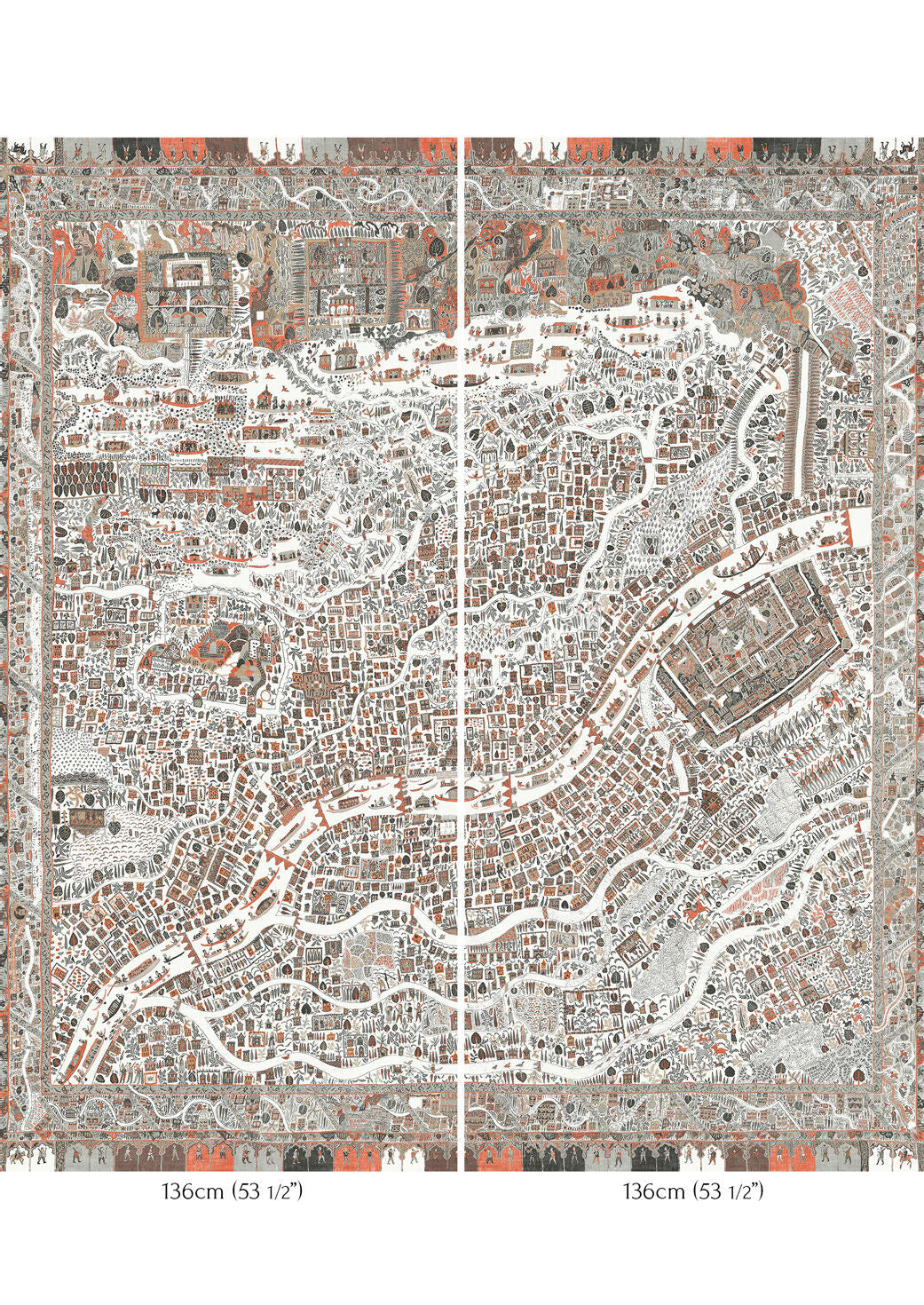 The Map Maxi Wallpaper - Satsuma Soot - Lewis & Wood
