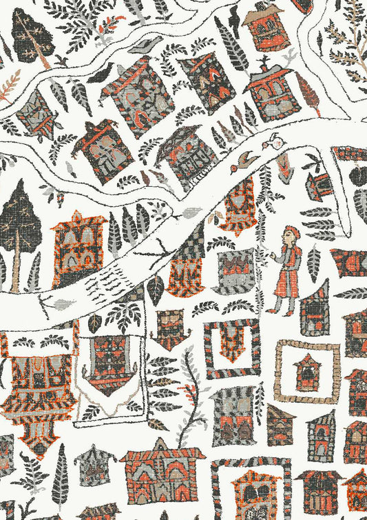 The Map Maxi Wallpaper - Satsuma Soot - Lewis & Wood