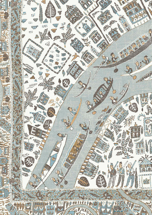The Map Mini Wallpaper - Aqua Vita - Lewis & Wood