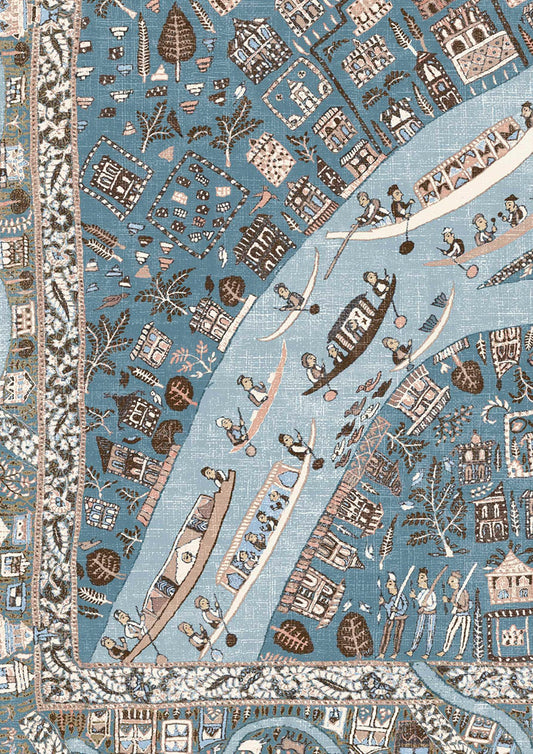 The Map Mini Wallpaper - Blue Almond - Lewis & Wood