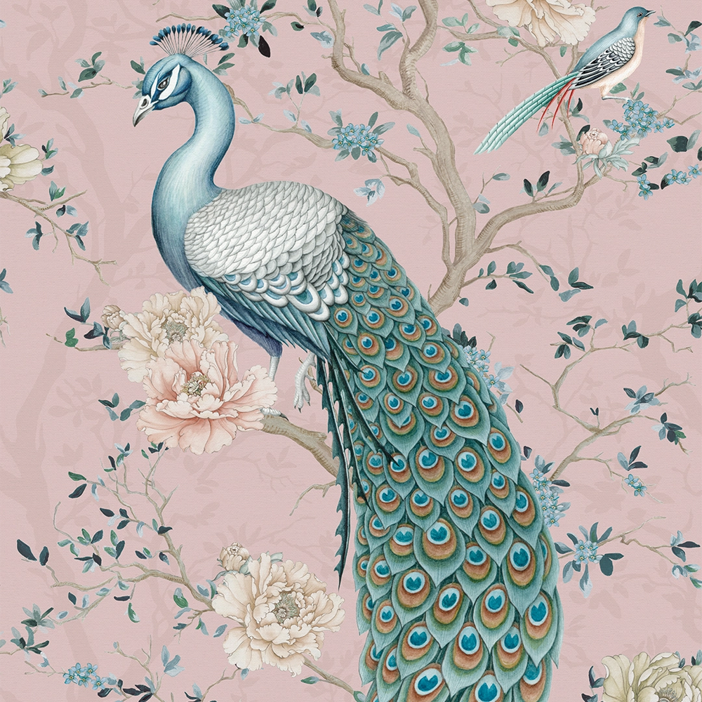 The Peacock's Promise Wallpaper - Rose - Lucie Annabel