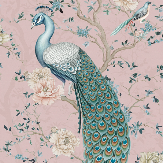 The Peacock's Promise Wallpaper - Rose - Lucie Annabel