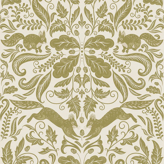 The Secret Squirrel Wallpaper - Avocado - Lucie Annabel