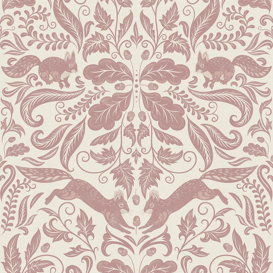 The Secret Squirrel Wallpaper - Rosewood - Lucie Annabel