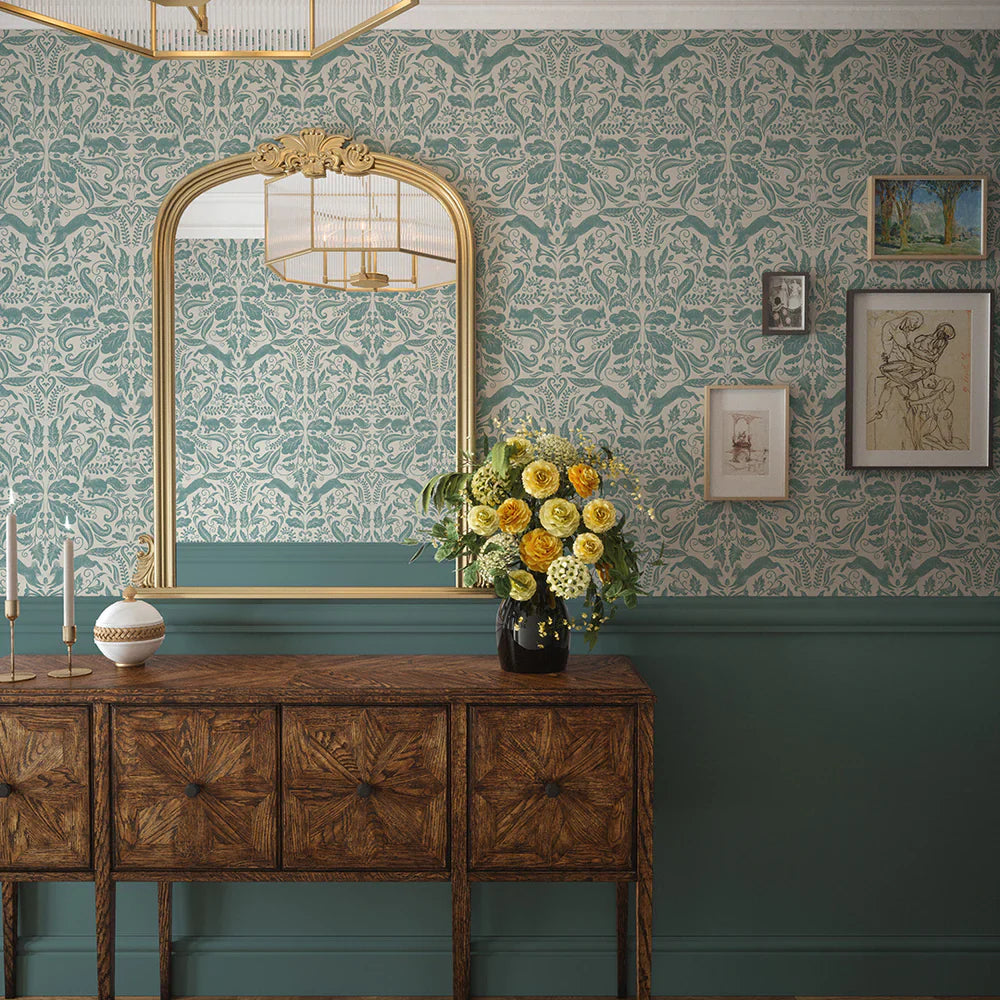 The Secret Squirrel Wallpaper - Teal - Lucie Annabel