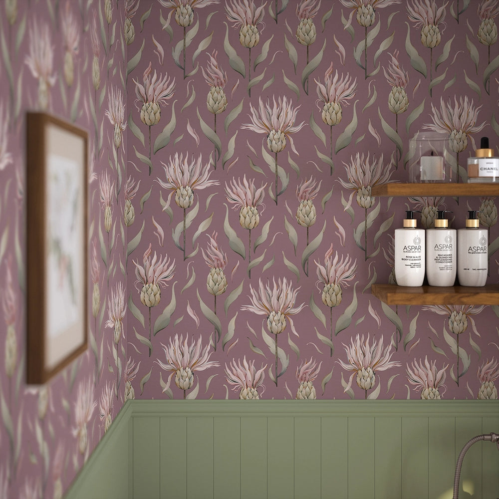 Thistle Royale Wallpaper - French Mauve - Lucie Annabel
