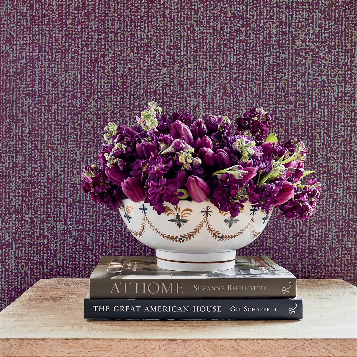 Tipton Wallpaper - Plum - AT9682 - Anna French