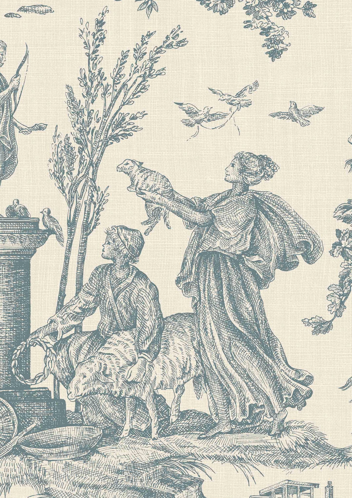Toile Baptiste Wallpaper - Celeste