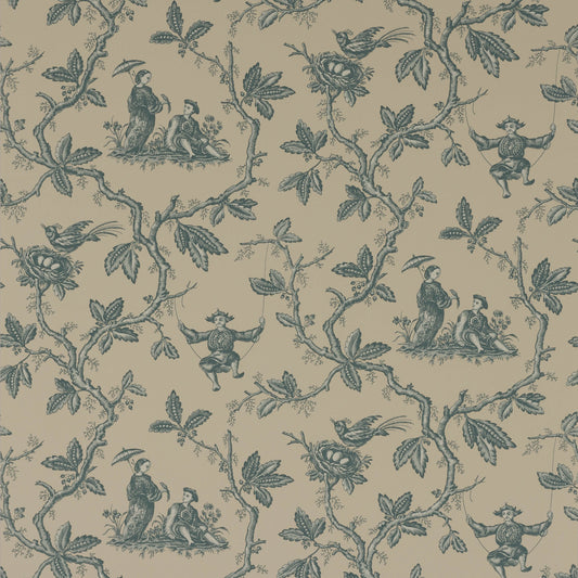 Toile Chinoise Wallpaper - Aqua - Colefax & Fowler