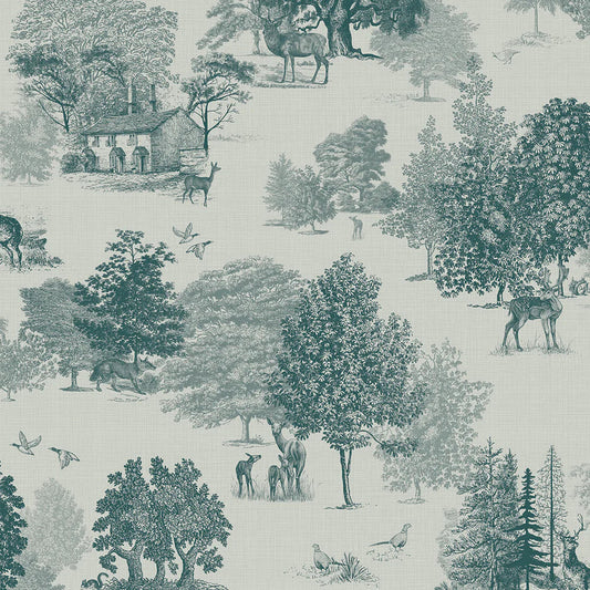 Toile De Jouy Wallpaper - Deep Teal - Lucie Annabel