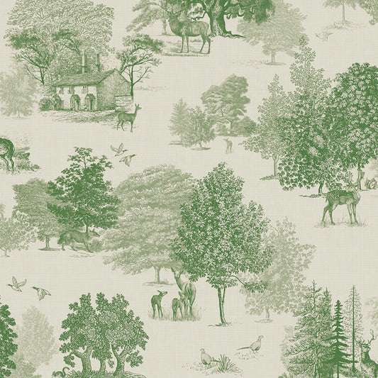 Toile De Jouy Wallpaper - Fern Green - Lucie Annabel