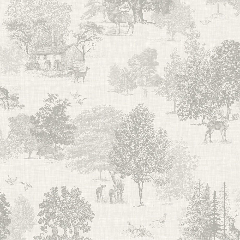 Toile De Jouy Wallpaper - Greige - Lucie Annabel