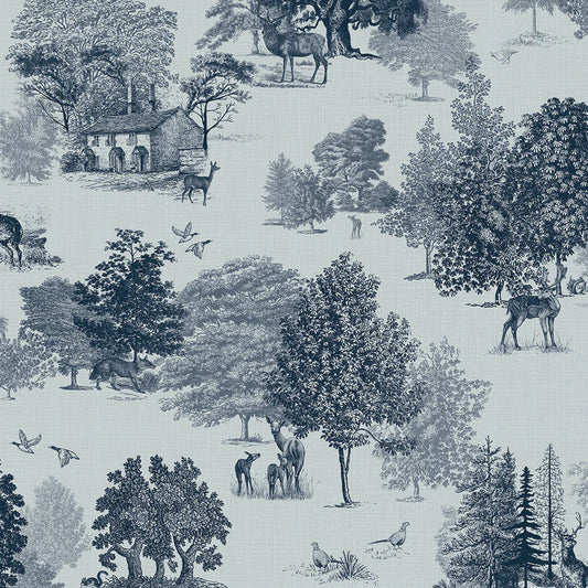 Toile De Jouy Wallpaper - Ink Blue - Lucie Annabel