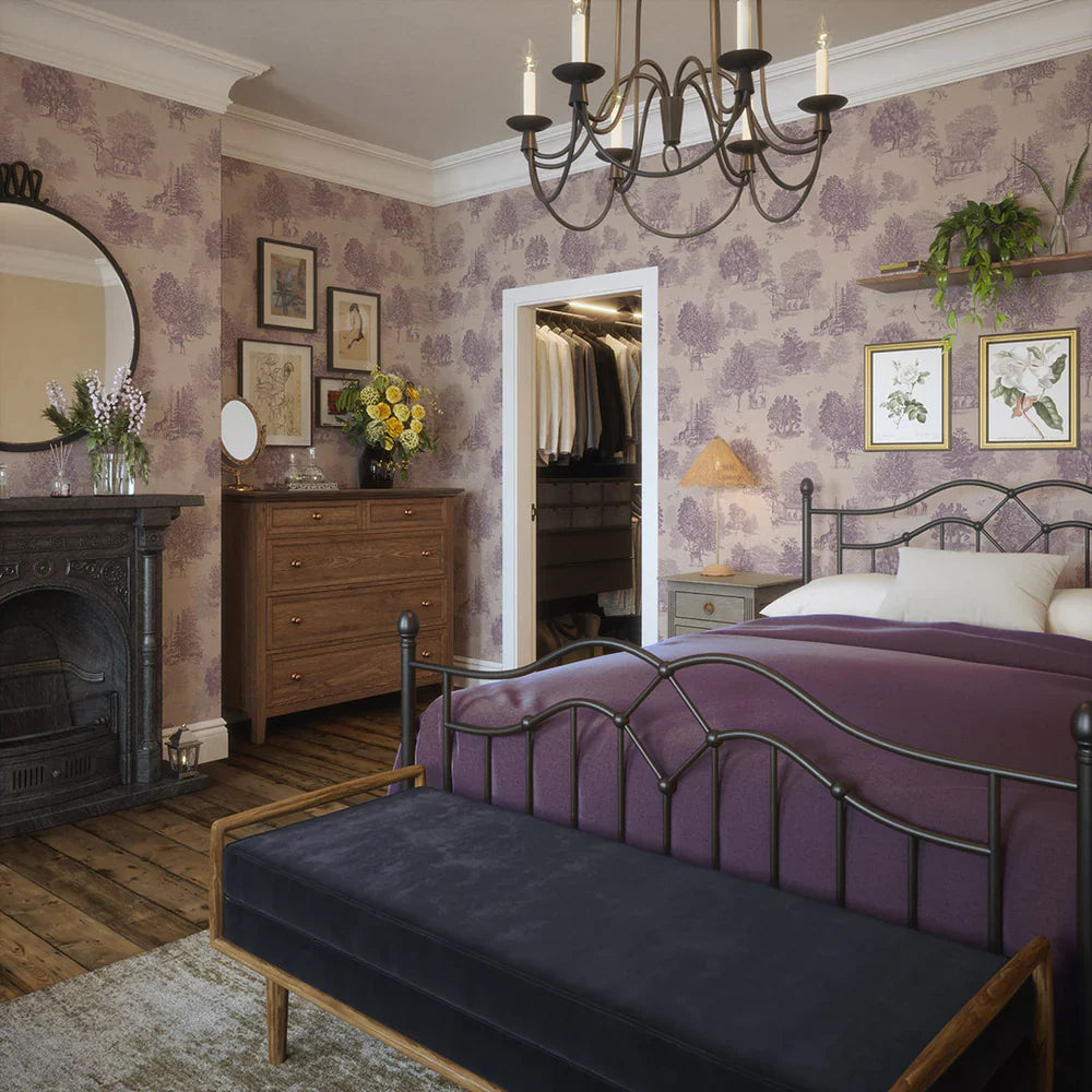 Toile De Jouy Wallpaper - Lavender - Lucie Annabel