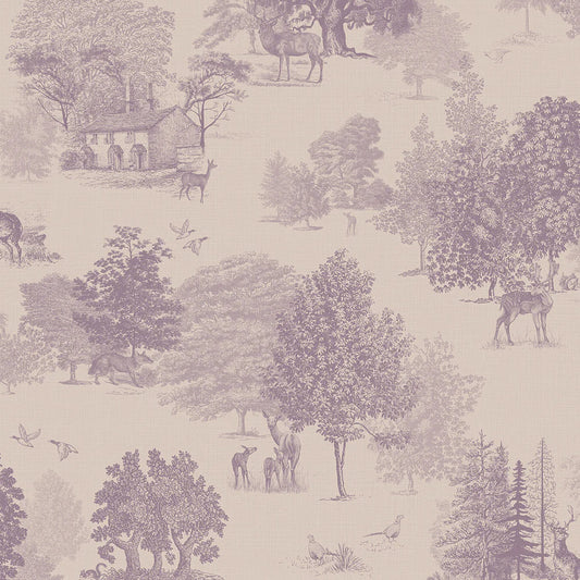 Toile De Jouy Wallpaper - Lavender - Lucie Annabel
