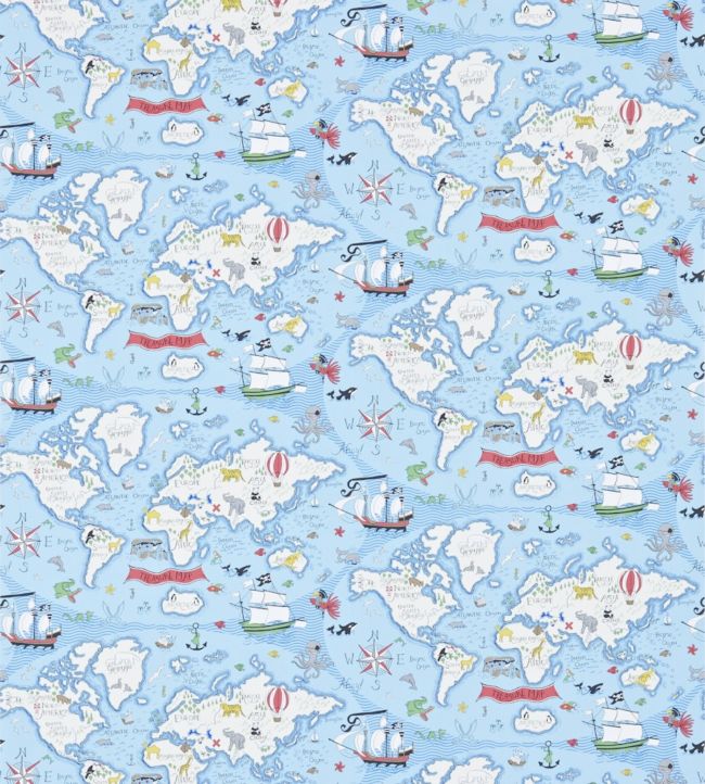 Treasure Map Wallpaper - Sea Blue - DLIT214038 - Sanderson