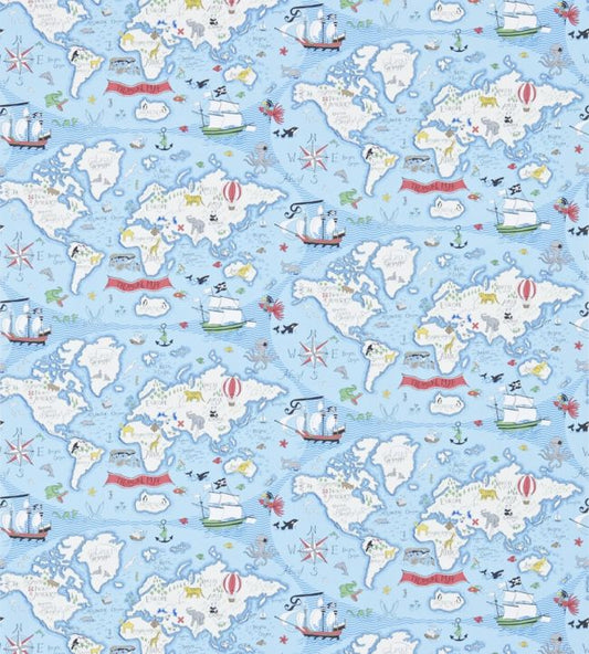 Treasure Map Wallpaper - Sea Blue - DLIT214038 - Sanderson