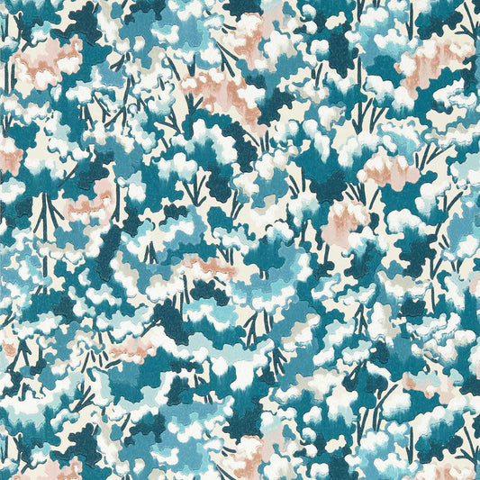 Tree Tops Wallpaper - Midnight/Positano/Cornflower - HRTW113122 - Harlequin