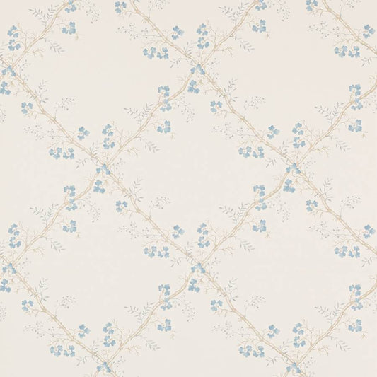Trefoil Trellis Wallpaper - Blue - Colefax & Fowler