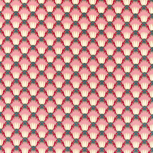 Tulip & Bird Fabric - Amaranth & Blush - 520020 - Morris & Co