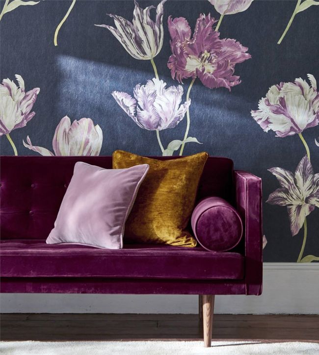 Tulipomania Wallpaper - Ink - DGLW216667 - Sanderson