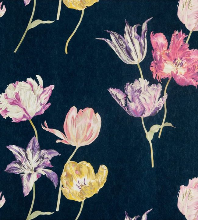 Tulipomania Wallpaper - Ink - DGLW216667 - Sanderson