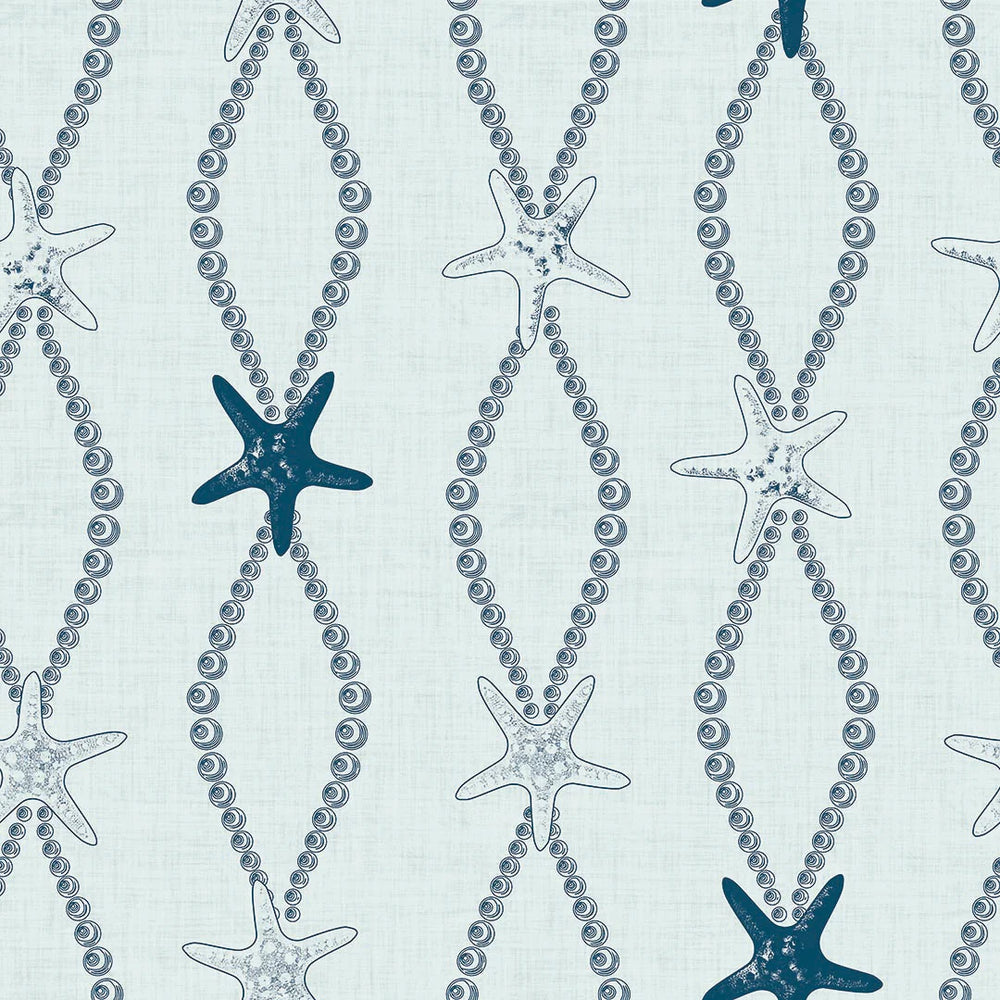 Underwater Treasure Wallpaper - Classic Navy on Duck Egg - Lucie Annabel