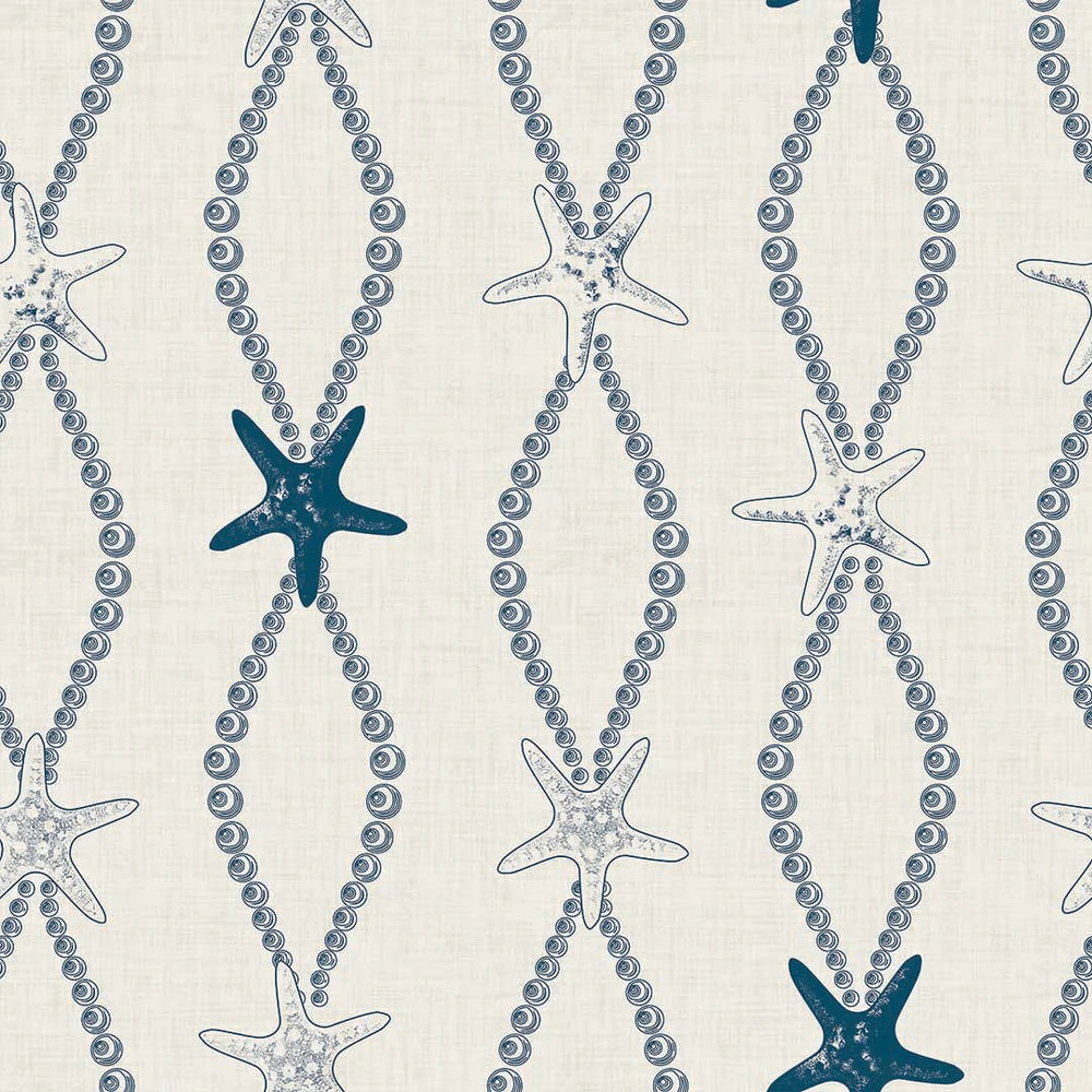 Underwater Treasure Wallpaper - Classic Navy on Pearl White - Lucie Annabel
