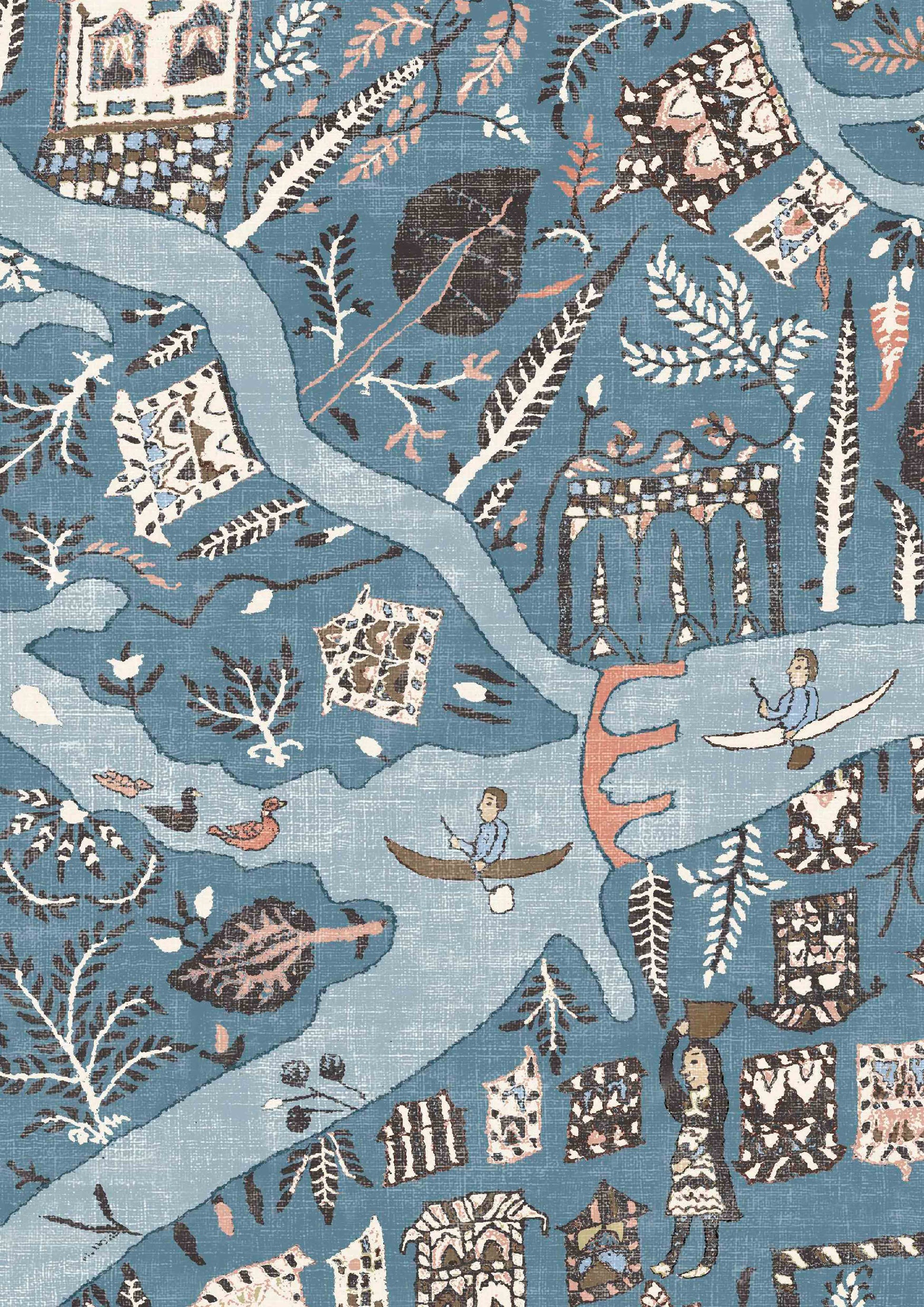 Utopia Wallpaper - Blue Almond - Lewis & Wood