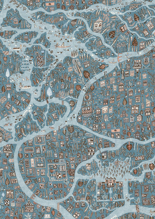 Utopia Wallpaper - Blue Almond - Lewis & Wood