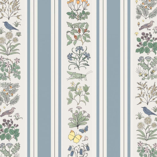 VOYSEY'S GARDEN Stripe Wallpaper - Off-White & Ether - House of Hackney