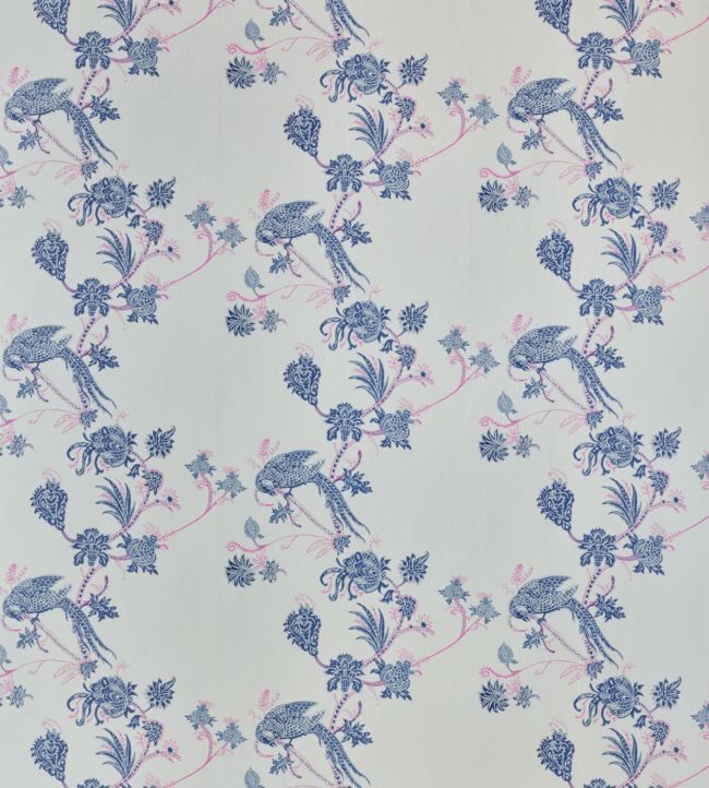 Vintage Bird Trail Wallpaper - Blue / Pink - BG2000101 - Barneby Gates
