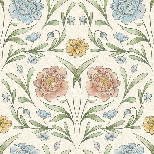 Vintage Trellis Wallpaper - Summer Shades on Vintage Cream - Lucie Annabel