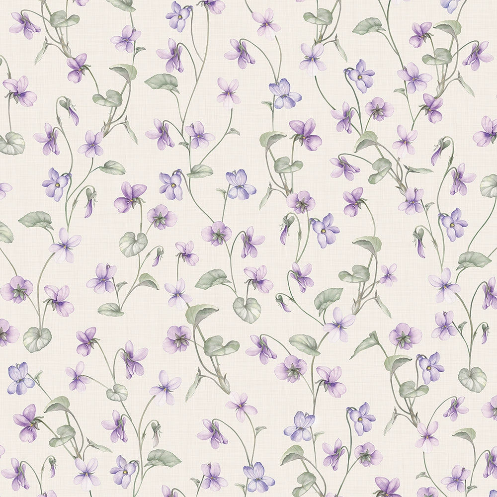 Violet Wallpaper - Vintage Cream - Lucie Annabel