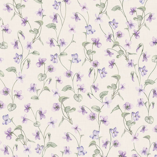 Violet Wallpaper - Vintage Cream - Lucie Annabel