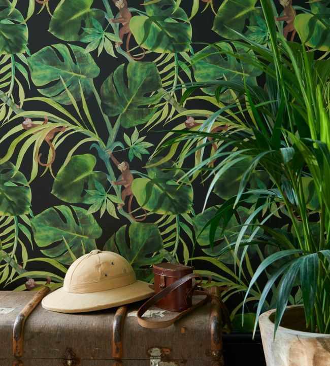 Monkey Business Room Wallpaper - Green