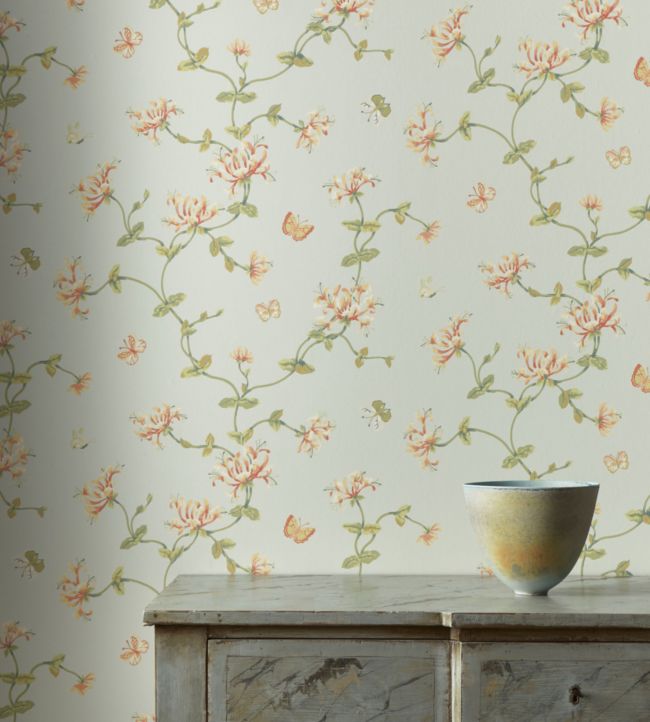 Honeysuckle Garden Room Wallpaper - Teal