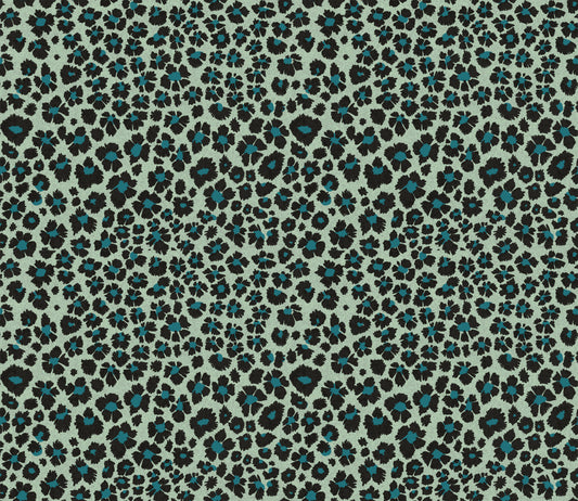 Wilding Fabric with Recycled Eco-Velvet - Teal - Wear The Walls