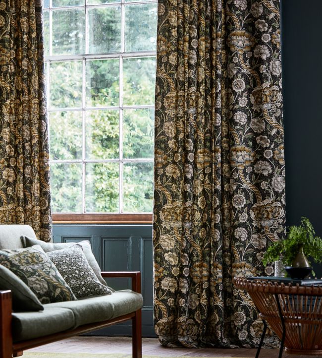 Wandle Fabric - Charcoal/Mustard - 226397 - Morris & Co